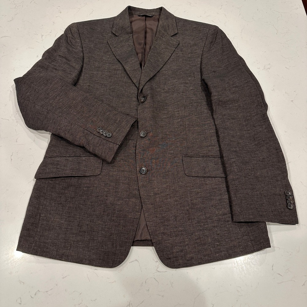 Banana Republic Mens 40S Brown 100% Linen 3-Button Blazer Sport Coat Jacket